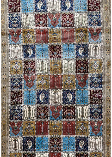 Red and Brown Persian Rug Tile Pattern 7 x 9
