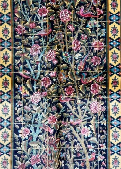 Black and Blue Persian Rug Bird Garden Pattern 5 x 8 - Image 2