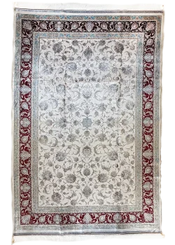 Beige and Red Persian Rug Shah Abbasi Pattern 7 x 9