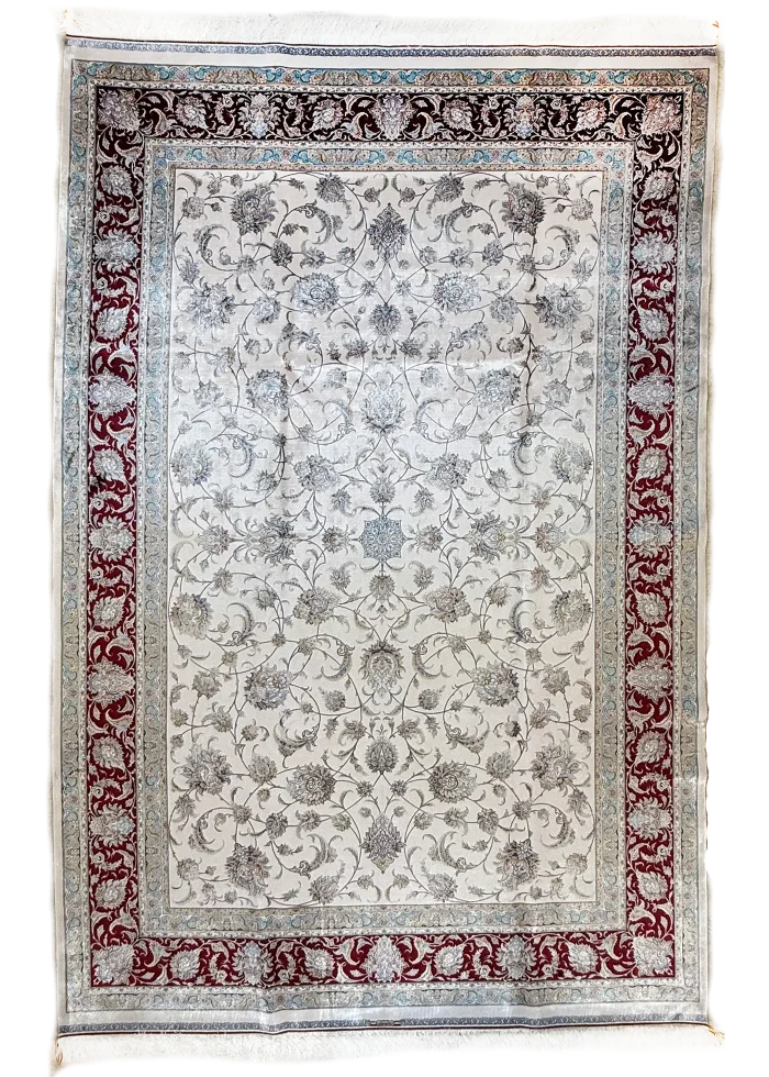 Beige and Red Persian Rug Shah Abbasi Pattern 7 x 9