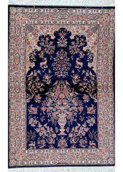 Blue and Beige Persian Rug Mehrab Pattern 3 x 5
