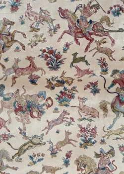 Beige and White Persian Rug Hunting Pattern 4 x 6 - Image 5
