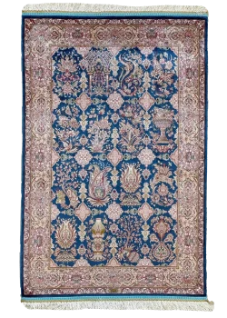 Blue and Beige Persian Rug Afshan Pattern 3 x 4