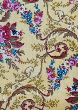 Yellow and Blue Persian Rug Rose Pattern 5 x 8 - Image 4