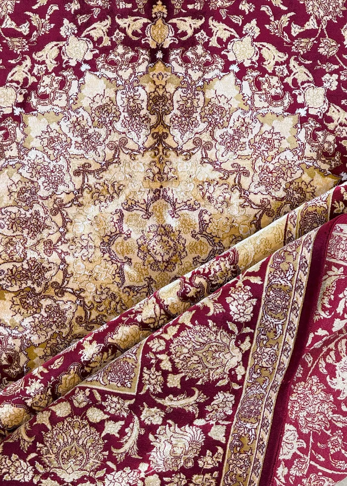 Red and Beige Persian Rug Shah Abbasi Pattern 5 x 8 - Image 3