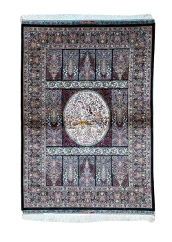 Black and Pink Persian Rug Tile Pattern 4 x 6
