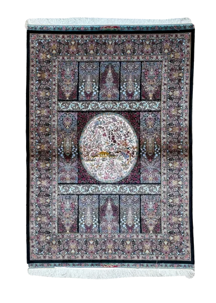 Black and Pink Persian Rug Tile Pattern 4 x 6