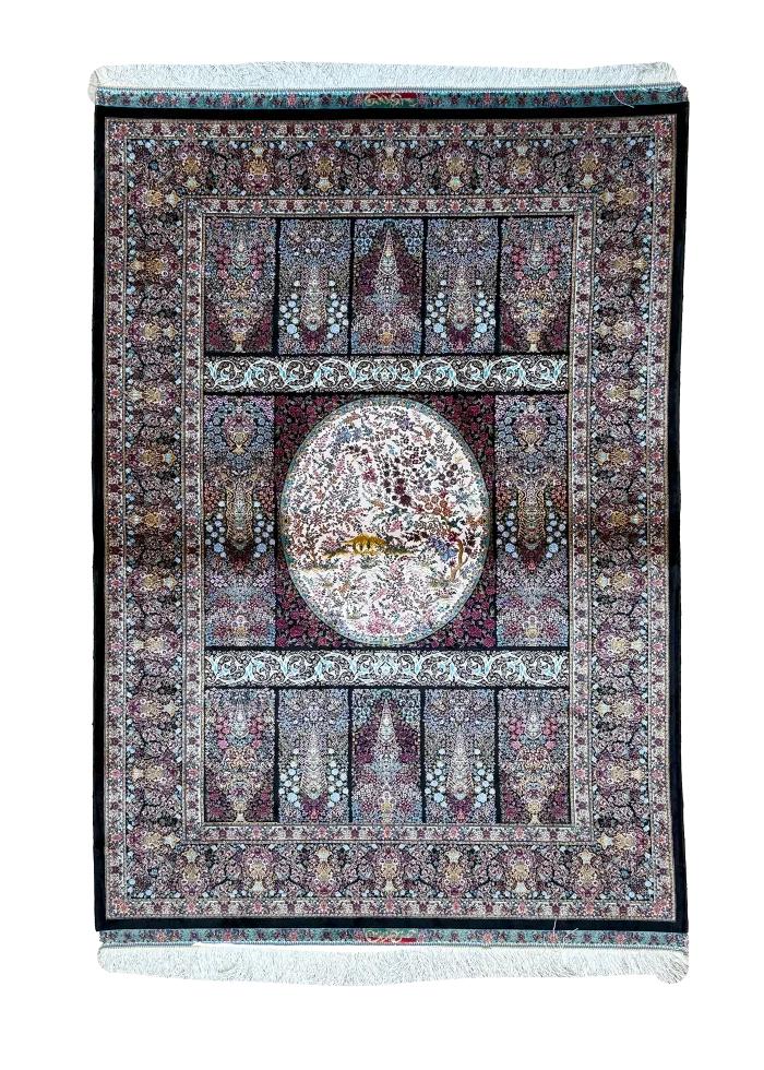 Black and Pink Persian Rug Tile Pattern 4 x 6