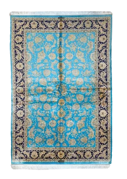 Blue and Gold Persian Rug Afshan Pattern 4 x 6