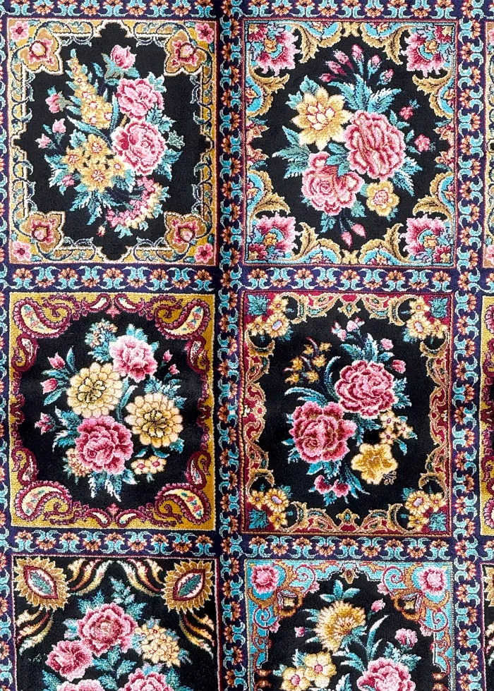 Black and Pink Persian Rug Tile Pattern 4 x 6 - Image 2