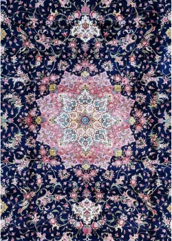 Blue and Pink Persian Rug Shah Abbasi Pattern 7 x 9 - Image 2