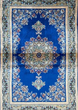 Navy Blue and Beige Persian Rug Faraz Pattern 3 x 5 - Image 4