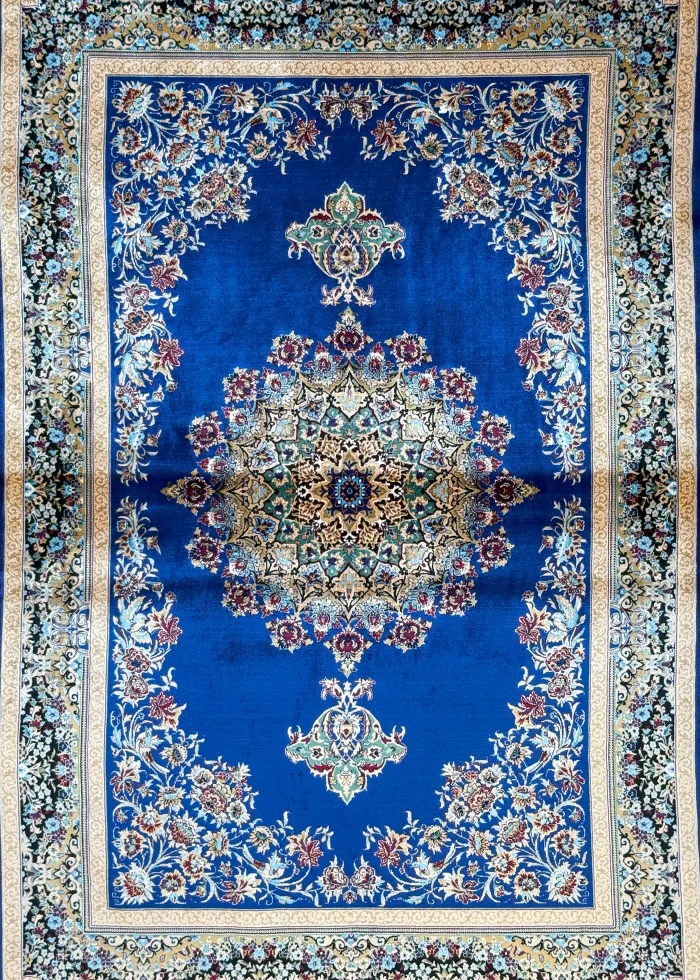 Navy Blue and Beige Persian Rug Faraz Pattern 3 x 5 - Image 4