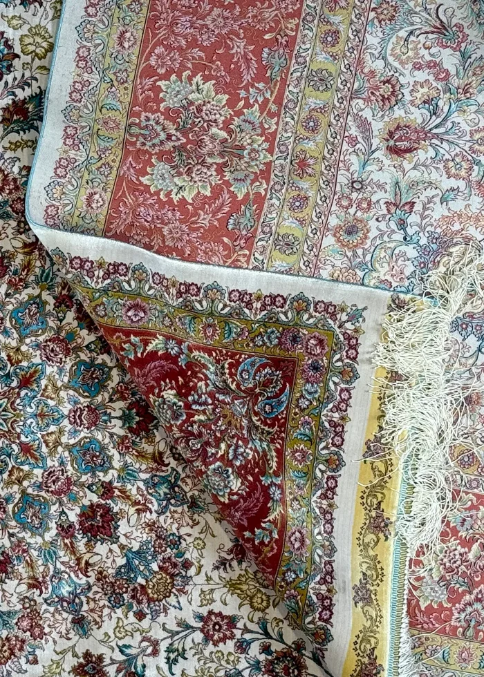 Beige and Red Peesian Rug Shah Abbasi Pattern 7 x 9 - Image 6