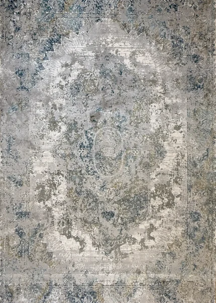 Gray and Blue Persian Rug Dawn Pattern 7 x 9