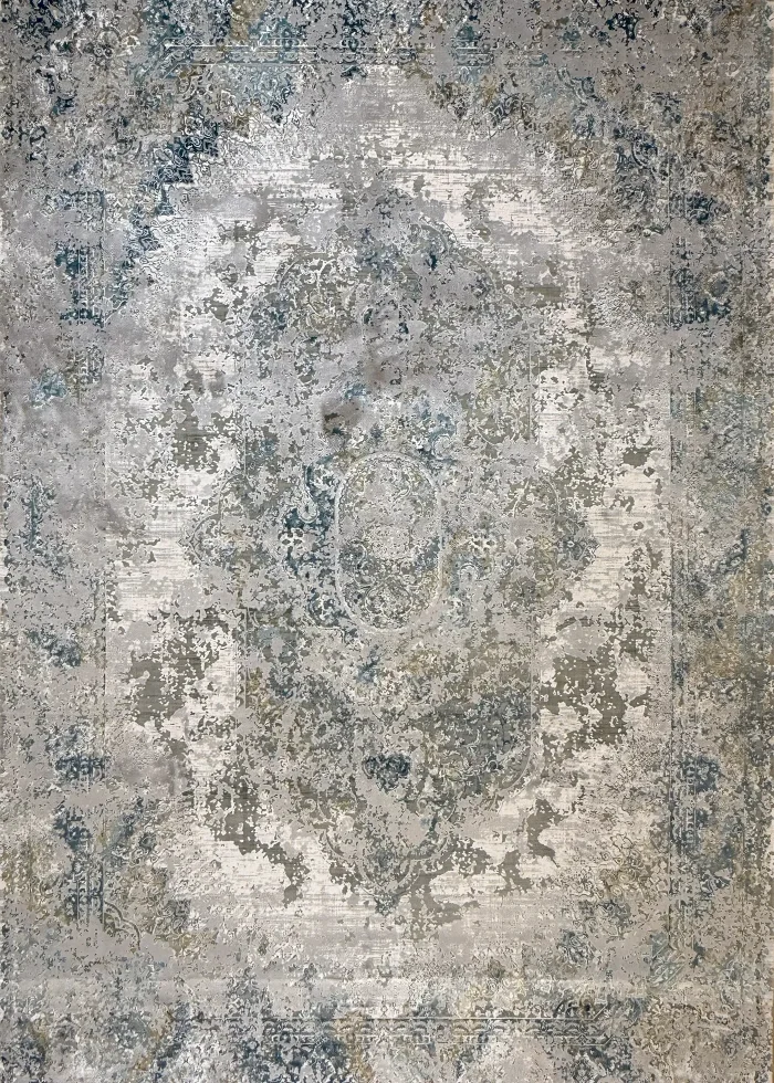 Gray and Blue Persian Rug Dawn Pattern 7 x 9
