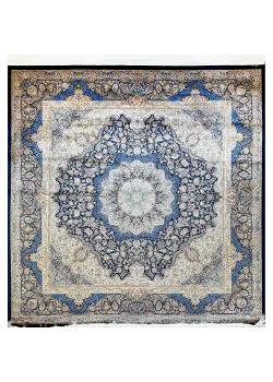 Blue and Beige Persian Rug Toranj Pattern 7 x 7