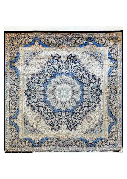 Blue and Beige Persian Rug Toranj Pattern 7 x 7