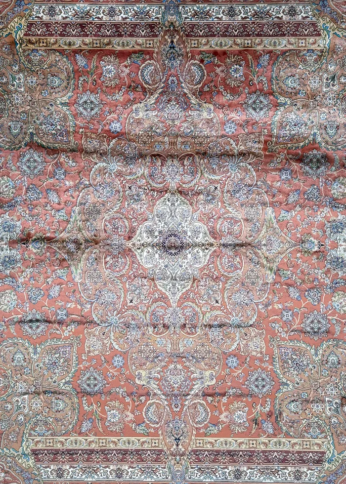 Brown and Orange Persian Rug Mahoor Pattern 7 x 7 - Image 3