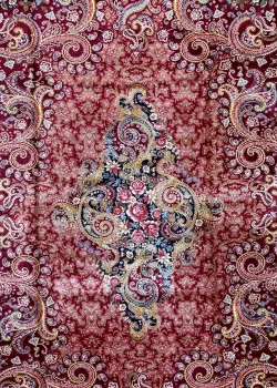 Red and Pink Persian Rug Paisley Pattern 7 x 9 - Image 2