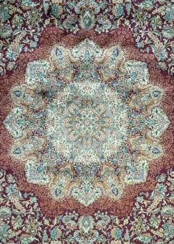 Red and Orange Persian Rug Toranj Pattern 7 x 7 - Image 2