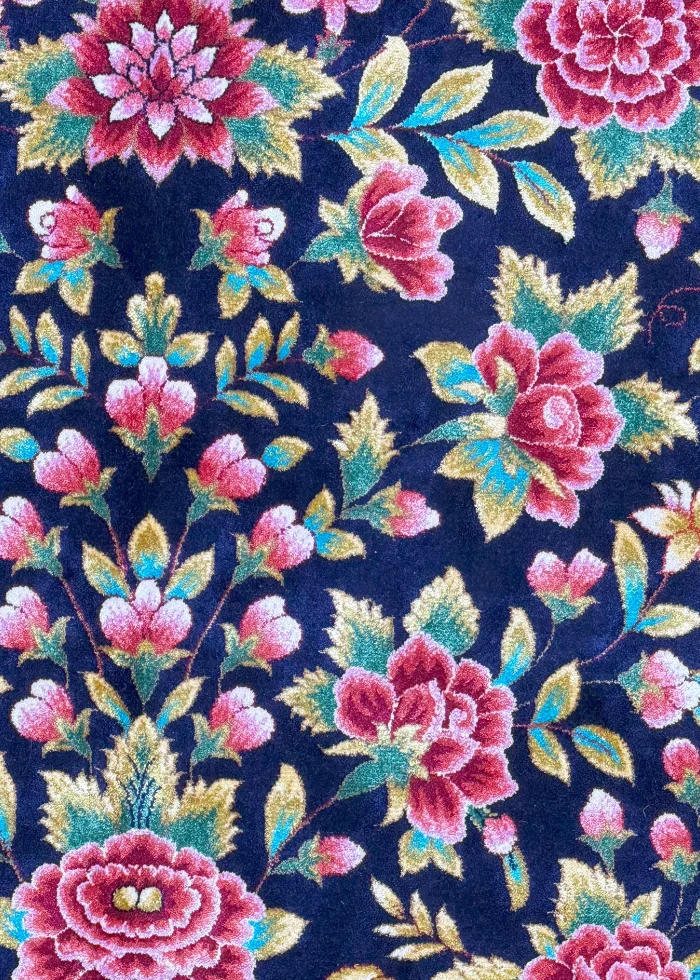 Blue and Pink Persian Rug Bird Garden Pattern 7 x 9 - Image 3