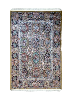 Green and Gold Persian Rug Tile Pattern 4 x 6