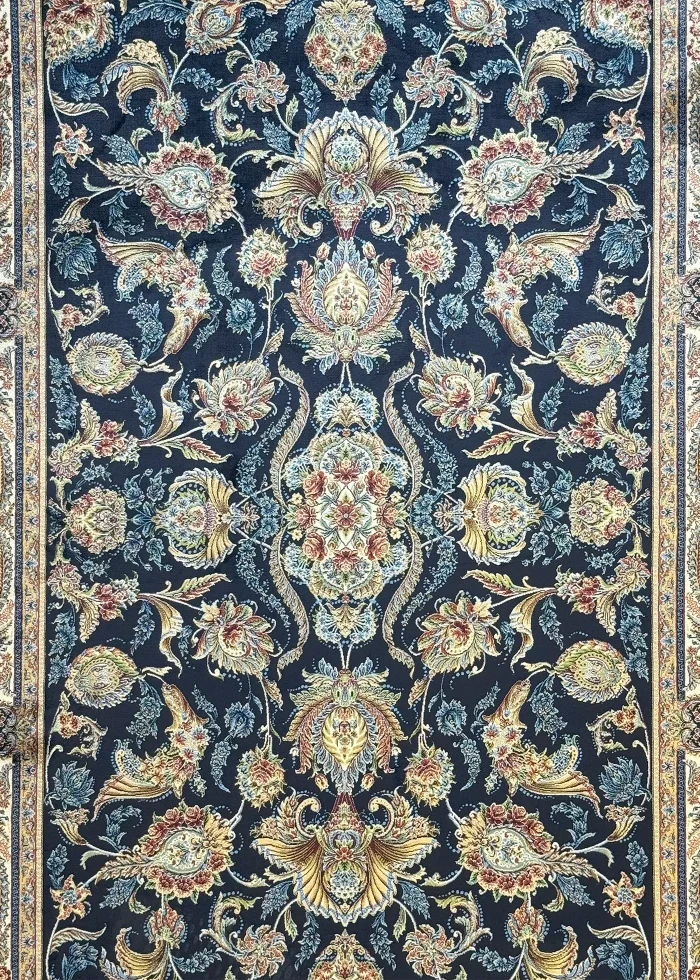 Navy Blue and Blue Persian Rug Afshan Pattern 4 x 6 - Image 2