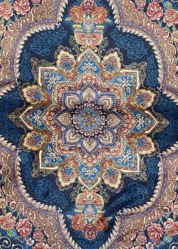 Navy Blue and Beige persian Rug Faraz Pattern 4 x 6 - Image 3