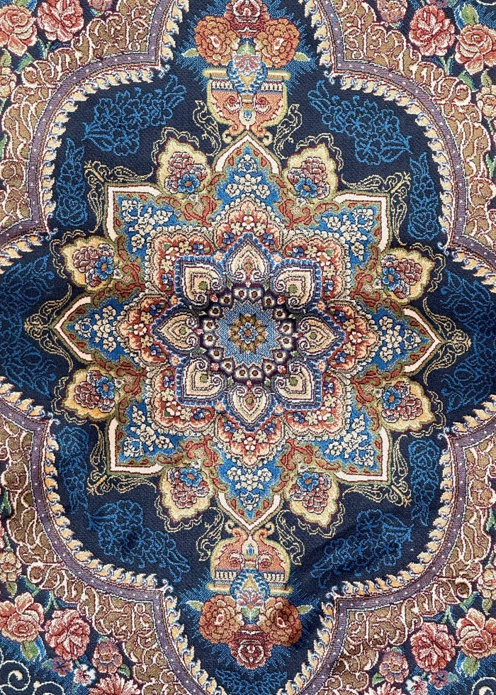 Navy Blue and Beige persian Rug Faraz Pattern 4 x 6 - Image 3