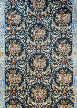 Navy Blue and Blue Persian Rug Rose Pattern 8 x 10 - Image 2