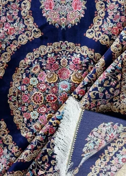 Blue and Pink Persian Rug Thousand Flowers Pattern 7 x 7 - Image 4