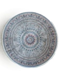 Gray and Blue Round Persian Rug Vanda Pattern 5 x 5
