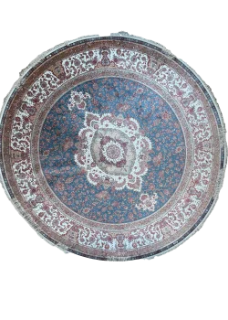 Blue and White Round Persian Rug Heaven Pattern 5 x 5