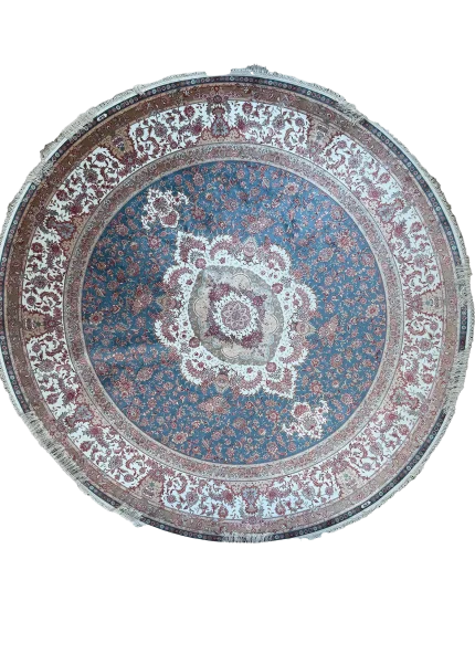 Blue and White Round Persian Rug Heaven Pattern 5 x 5