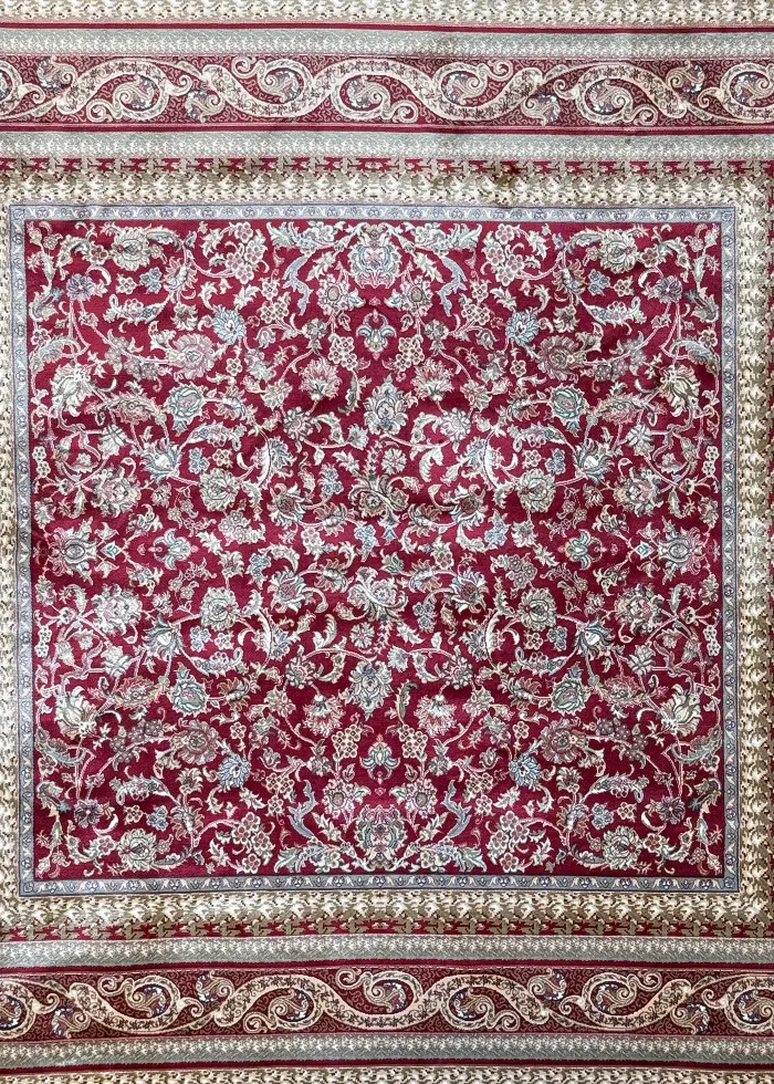 Red and Beige Persian Rug Shah Abbasi Pattern 5 x 5 - Image 2