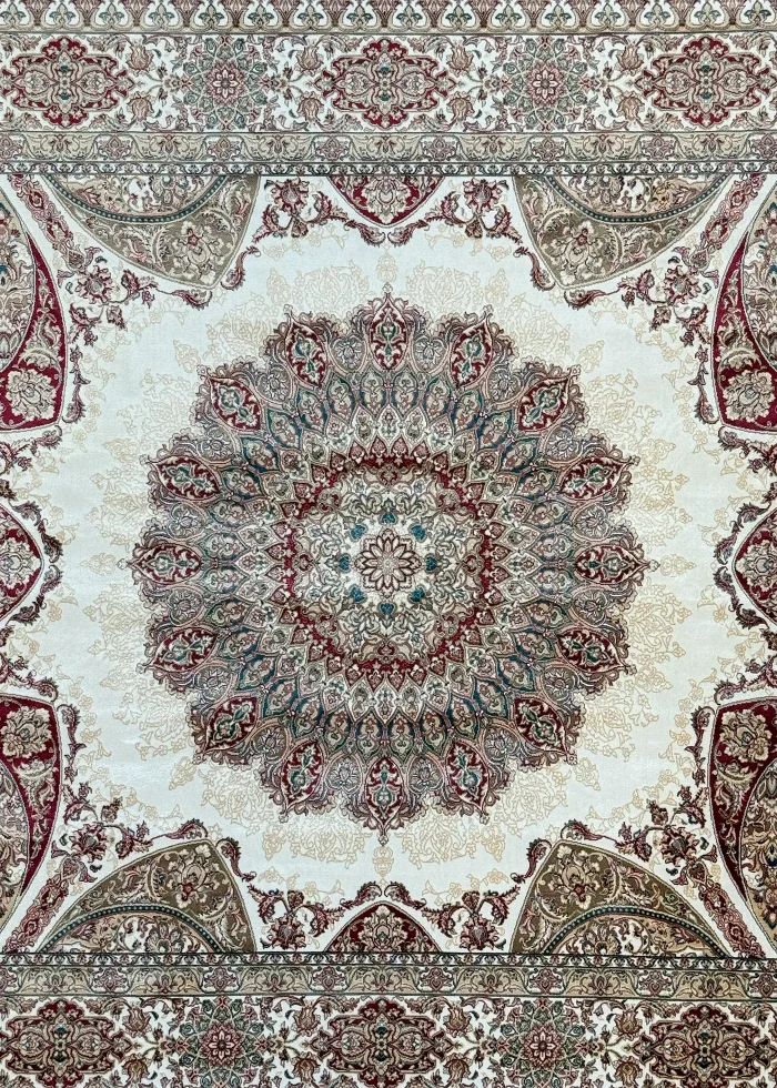 Beige and Red Persian Rug Vanda Pattern 5 x 5 - Image 2
