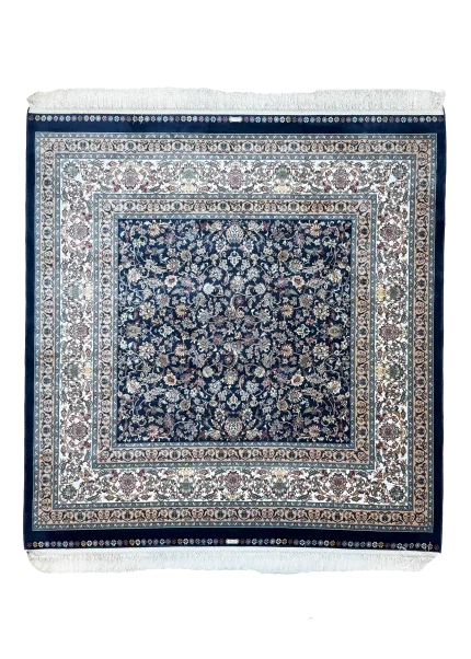 Navy Blue and Blue Persian Rug Afshan Pattern 5 x 5