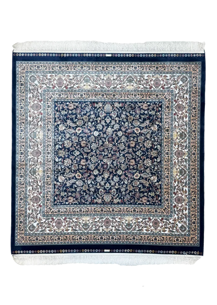 Navy Blue and Blue Persian Rug Afshan Pattern 5 x 5