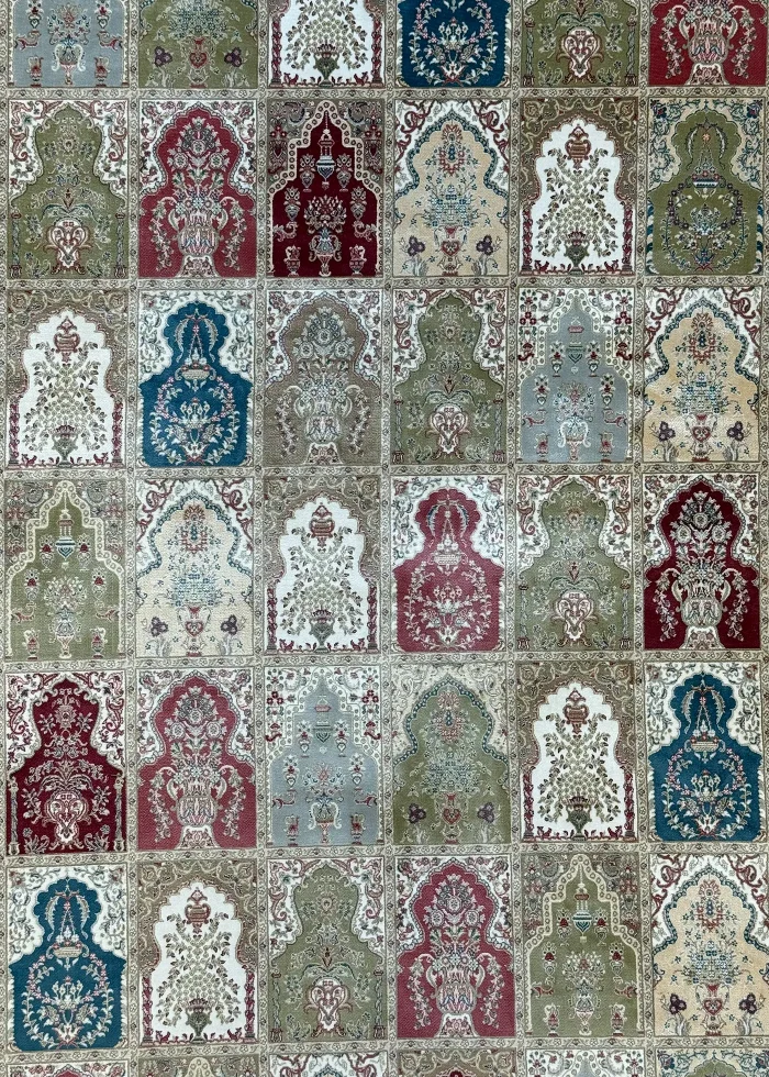 Green and Gray Persian Rug Tile Pattern 5 x 8 - Image 2