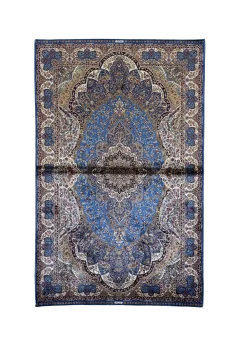 Blue and Beige Persian Rug Flame Pattern 4 x 6