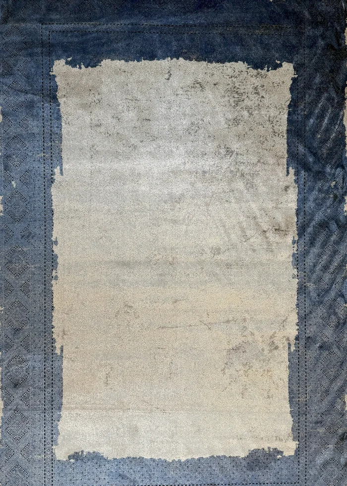 Blue and Gray Persian Rug Frame Pattern 7 x 9 - Image 4