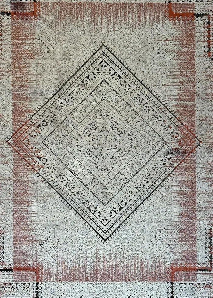 Gray and Red Persian Rug Ash Pattern 7 x 9 - Image 4