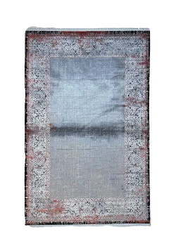 Gray and Black Persian Rug Frame Pattern 4 x 6