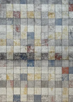 Blue and Gray Persian Rug Pixel Pattern 4 x 6 - Image 2