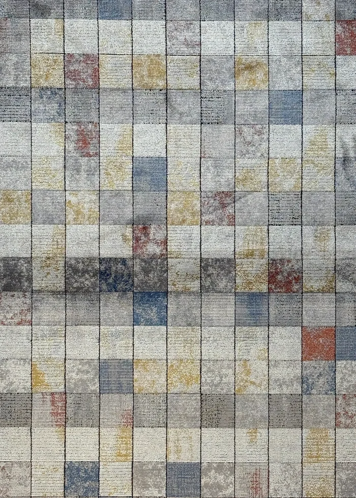 Blue and Gray Persian Rug Pixel Pattern 4 x 6 - Image 2
