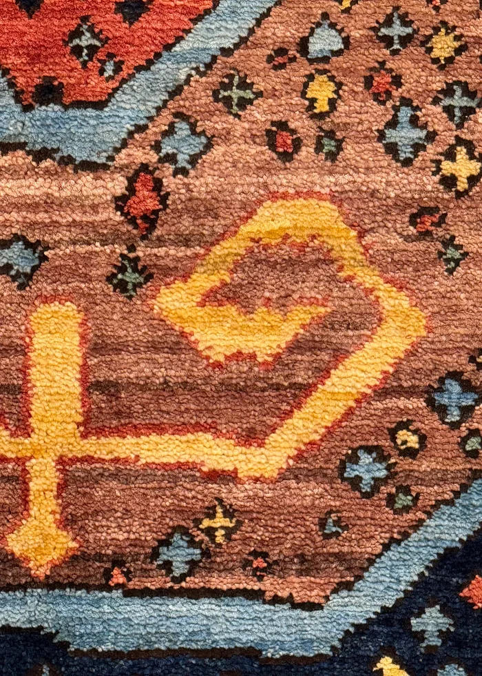 Blue and Orange Wool Persian Rug Qashqai Pattern 8 x 10 - Image 3