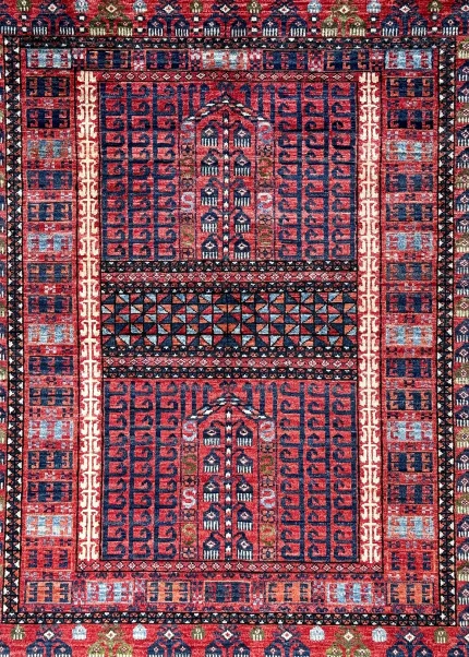 Red and Orange Wool Persian Rug Tabriz Pattern 4 x 6
