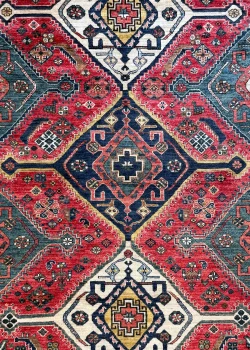 Red and Navy Blue Wool Persian Rug Qashqai Pattern 8 x 10 - Image 2