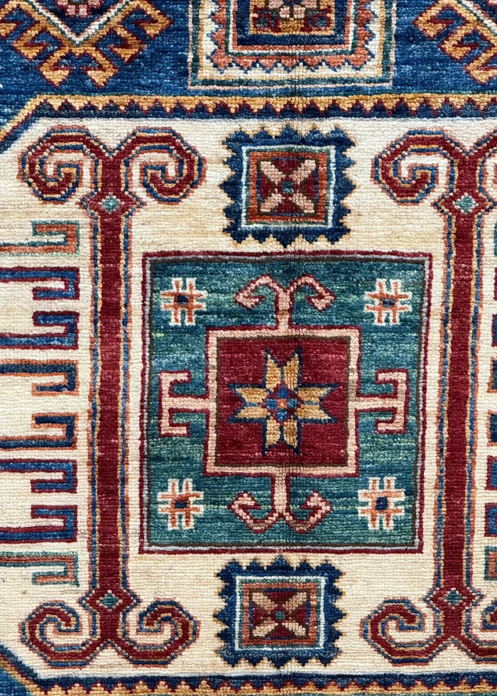 Blue and Yellow Wool Persian Rug Kashan Pattern 5 x 8 - Image 5